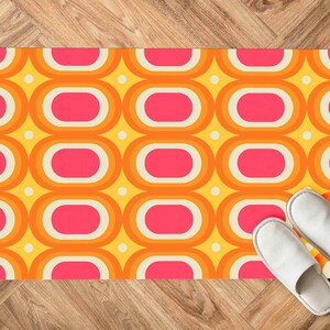 Retro Rugs, 70s Rug, Orange Rugs, Modern Rugs, Office Rug, Customs Rug, Pink Rug, Hallway Rug, Machine Washable Rug, Personalized Rug, image 5