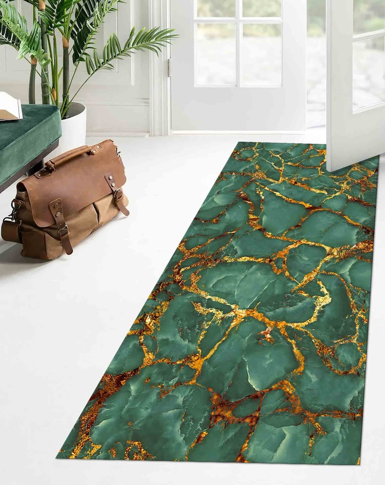 Green and Gold Marble Rug Gold Marble Rugs Classic Rug Etsy