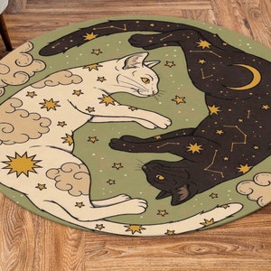 Cat Rugs, Round Rug, Circle Rugs, Animal Rug, Boho Rug, Luxury Rug, Personalized Gifts, Cat Lover Rug, Indoor Rug, Door Mat, Saloon Rug,