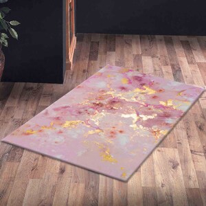 Pink Marble Rugs, Pink Rugs, Pink and Gold Marble Rug, Decorative Rugs, Personalized Gifts Rugs, Alcohol Ink Rug, Corridor Rug, Marble Rug, image 6