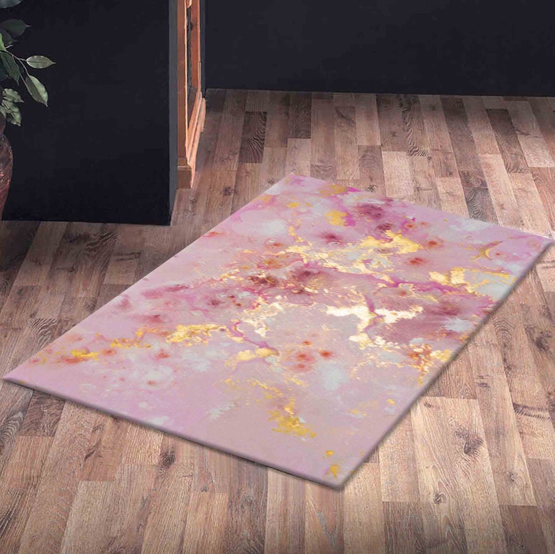 Pink Marble Rugs, Pink Rugs, Pink and Gold Marble Rug, Decorative Rugs, Personalized Gifts Rugs, Alcohol Ink Rug, Corridor Rug, Marble Rug, image 6