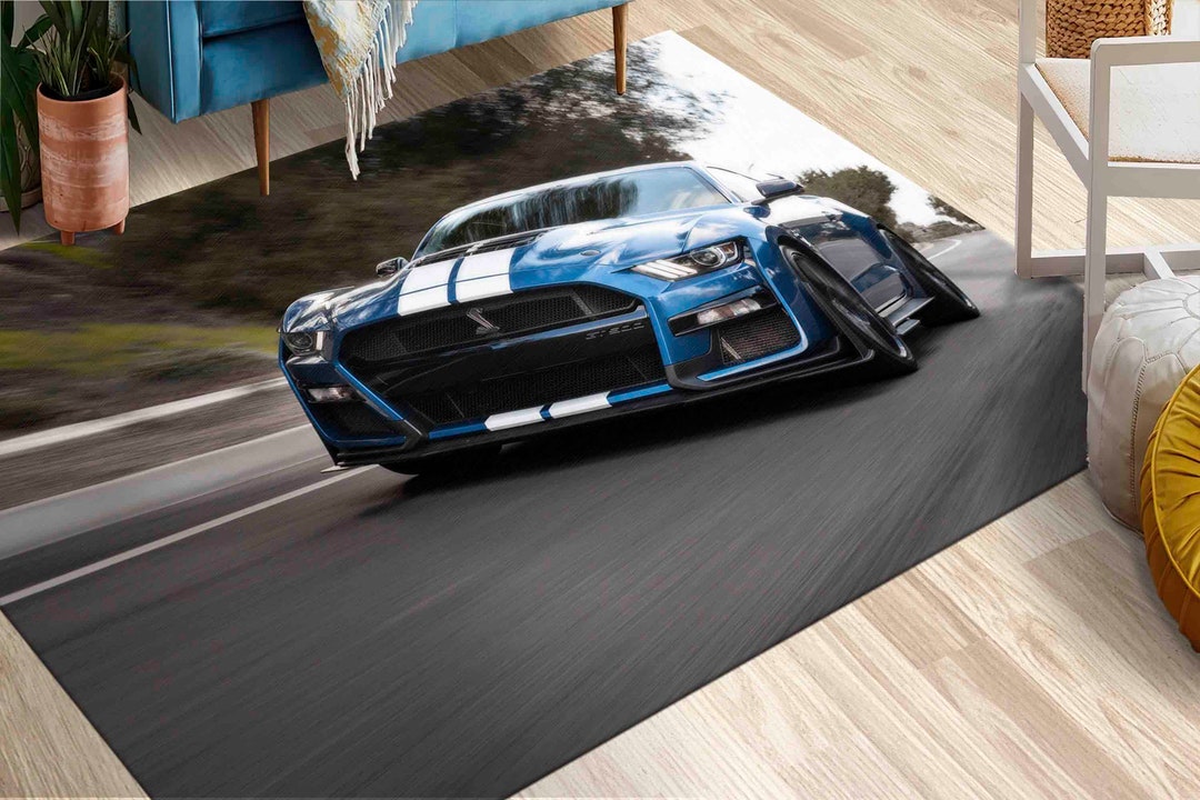 Shell Garage Rug Shelby Cobra Rugs, Chenille Rug, Entry Rug, Car Lover Gift Rugs, Large ...