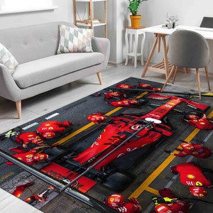 Charles Leclerc Rug, Formula One Pit Stop Rugs, Boy Room Rug, Garage Rug, Ferrari Formula 1 Rug, Soft Rug, Housewarming Gift Rugs,