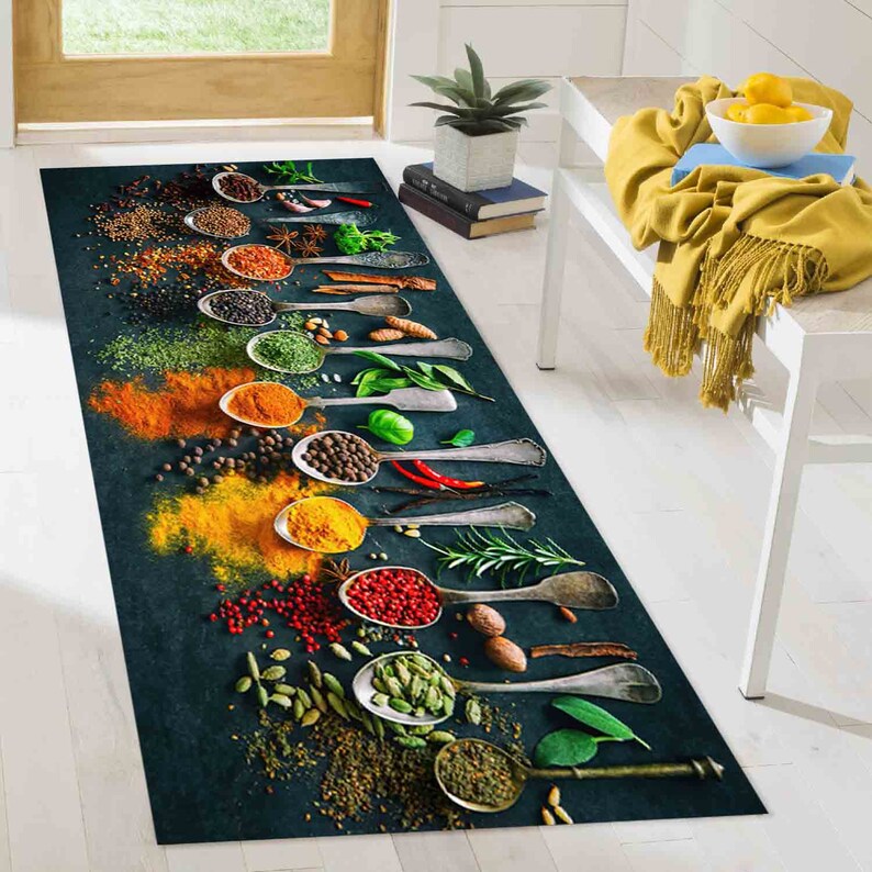 Spice Rug Kitchen Rugs, Indian Spices Rug, Spices Kitchen Rugs, 3D Printed Rugs ...