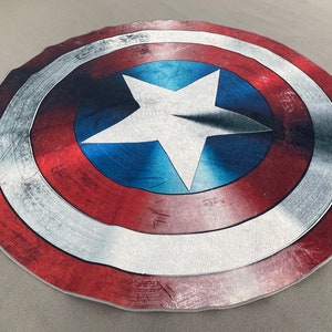 Hallway Rugs, Easy to Clean Rug, Captain America Shild Rugs, Captain America Rugs, Modern Rug, Round Rug, Machine Washable Rug, Boy Room Rug