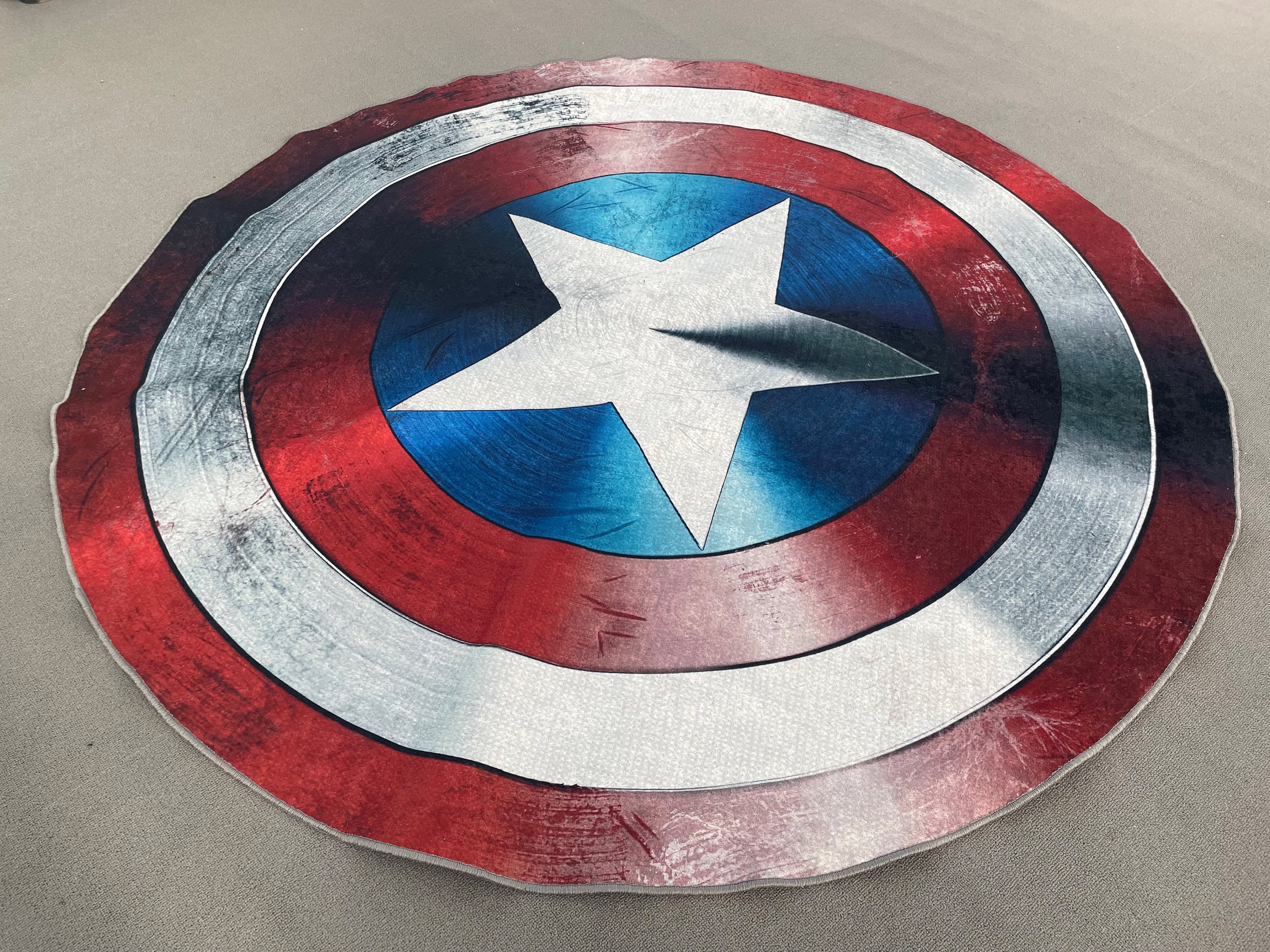 Hallway Rugs, Easy to Clean Rug, Captain America Shild Rugs, Captain America Rugs, Modern Rug, Round Rug, Machine Washable Rug, Boy Room Rug