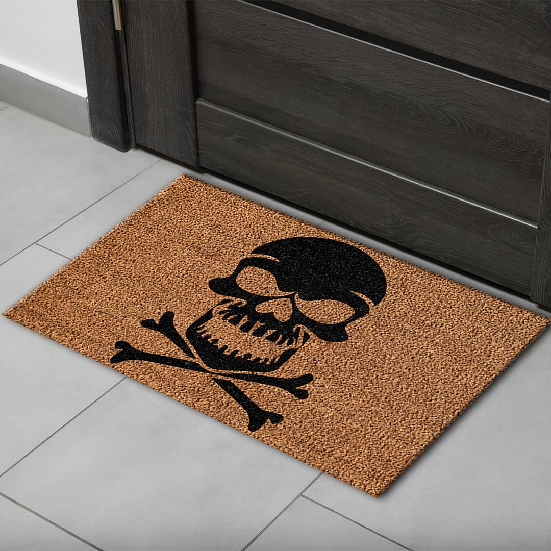 Rustikale Totenkopf-Fußmatte Western - 73x43cm Schwarz