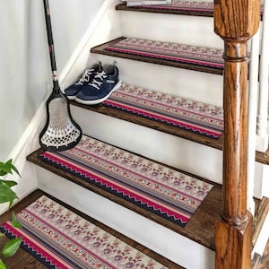 Ethnic Step Rug, Bohemian Rug, Aztec Rug, Modern Rugs, Easy To Clean Rug, Gift Rug, Accent Rug, Washable Stair Rug, Small Rug, Entry Rugs,