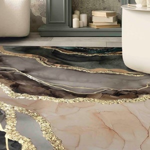 Brown Marble Rugs, Chenille Rugs, Modern Rugs, Home Decor Rug, Modern Marble Rugs, Thick Rugs, Wedding Rugs, Kitchen Rug, Area Rugs, image 2