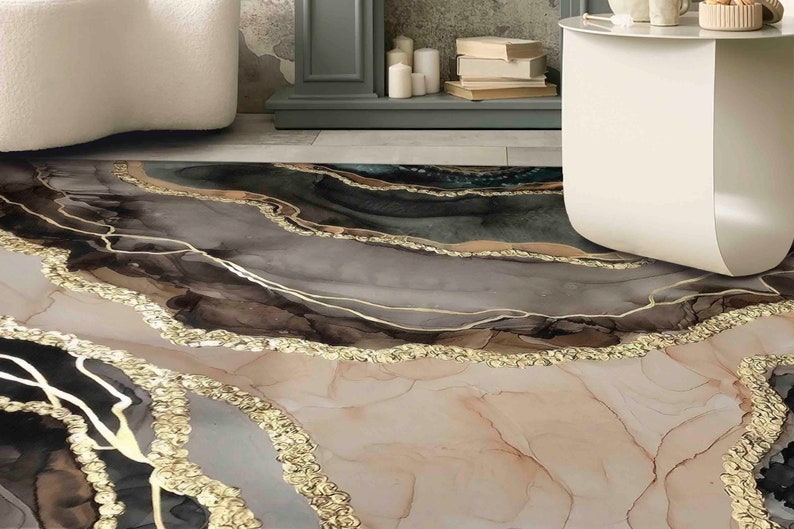 Brown Marble Rugs, Chenille Rugs, Modern Rugs, Home Decor Rug, Modern Marble Rugs, Thick Rugs, Wedding Rugs, Kitchen Rug, Area Rugs, image 2