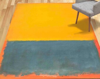 3D Printed Rug, Modern Rug, Easy To Clean Rug, Handmade Gift, Yellow Rugs, Mark Rothko Rugs, Modern Rugs, Non Slip Rug, Minimal Rug,
