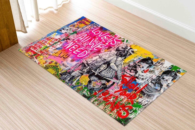 Entryway Rugs Kitchen Rug Street Graffiti Rug Graffiti - Etsy