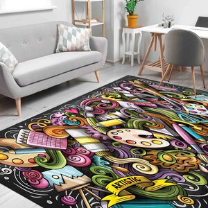 Painter Rug, Colorful Rug, Brushes Rug, Artistic Rug, Hobby Room Rug, 3D Printed Rug, Luxury Rug, Modern Rugs, Non Slip Rug, Hallway Rug, image 2