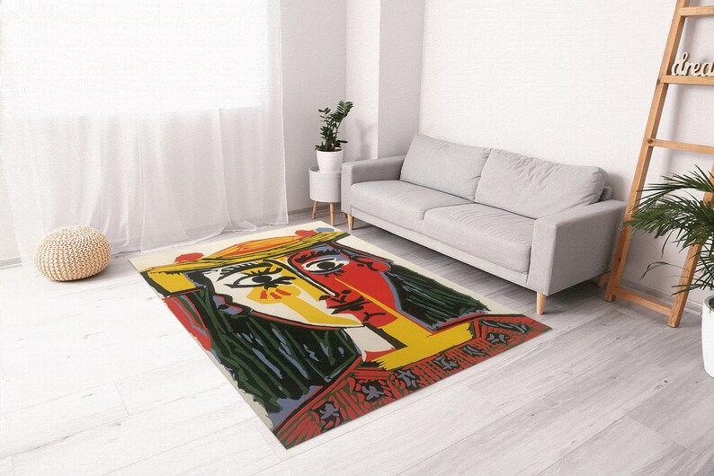 Picasso Rugs, Exhibition Rugs, Minimal Rugs, Reproduction Rugs, Office Rug, Saloon Rug, Gift For Her, Office Decor Rug, Thick Rug, image 4