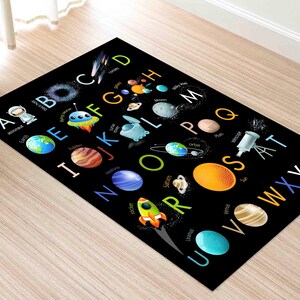 Floor Rug, Educational Alphabet Rug, Black Rugs, Educational Rugs, Pattern Rugs, Kids Rug, Kids Alphabet Rugs, Cute Rug, Kids Room Decor, image 5