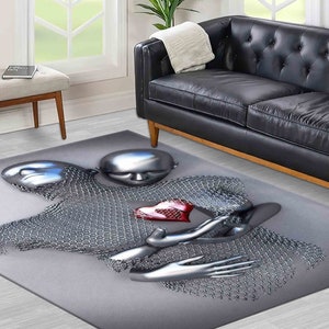 3Dシルバーカップルラグ、クマンラグ、ロマンチックなカップルラグ、3Dメタリックラグ、恋人へのギフトラグ、バレンタインデーギフト、3Dプリントラグ、薄くて柔らかいラグ、