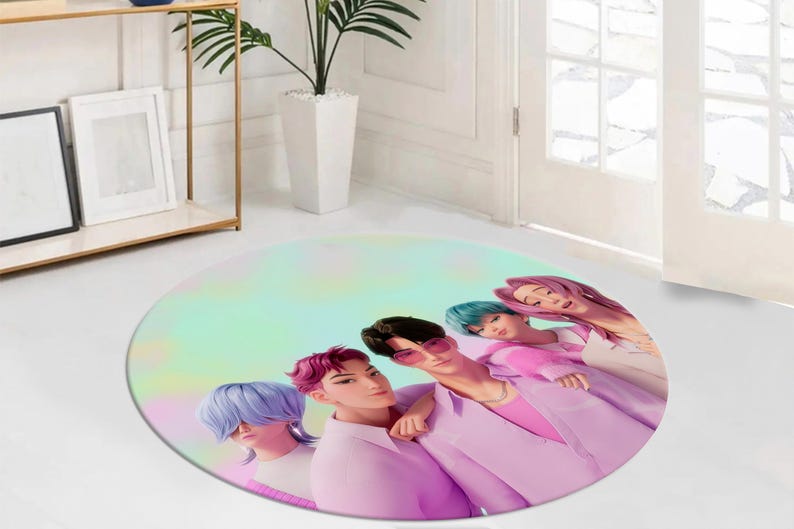 Kpop Rug Kpop Boy Band Rug, Colorful Anime Style Digital Print Floor Mat, Cute ...