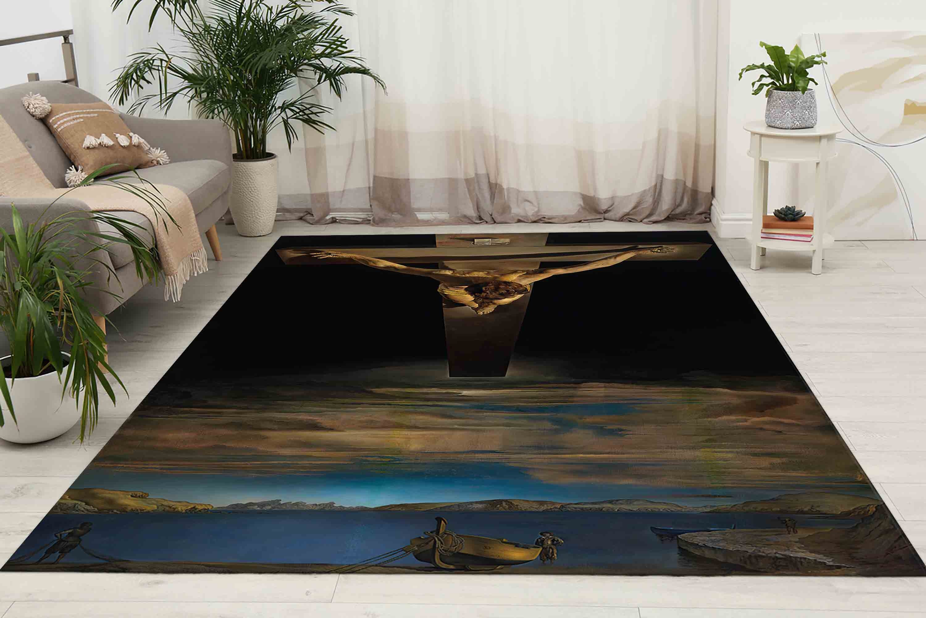 Christ of Saint Rugs, Dali Rugs, Salvador Dali Rugs, Reproduction Rugs, Home Decor Rug, Car Mat, Chenille Rug, Anti-Slip Carpet,