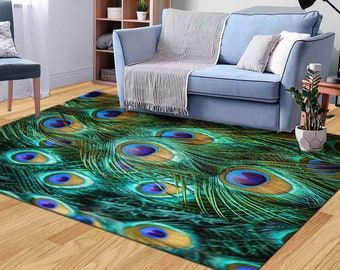 Tappeti da pavimento, Tappeti da matrimonio, Tappeti moderni, Tappeti con animali, Tappeti colorati con piume di pavone, Tappeti con piume di pavone, Tappeto per interni, Tappeto per cameretta, Tappeto verde,