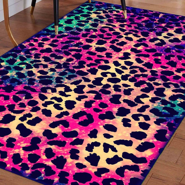 Leopard Pattern Rug, Pink Rugs, Pink Leopard Rug, Modern Rugs, Living Room Rug, Housewarming Gift, Anti-Slip Carpet, Gift For The Home,