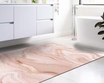 Pink Marble Carpet, Modern Area Rug, Abstract Marble Man, Blush Gold Carpet, Living Room Rug,  Unique Gift Rug,