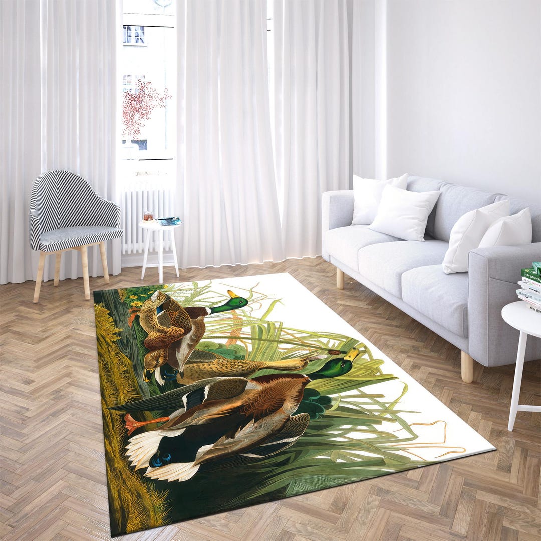 Duck Print Rug, Mallard Duck Mat, Vintage Bird Carpet, Cottagecore ...