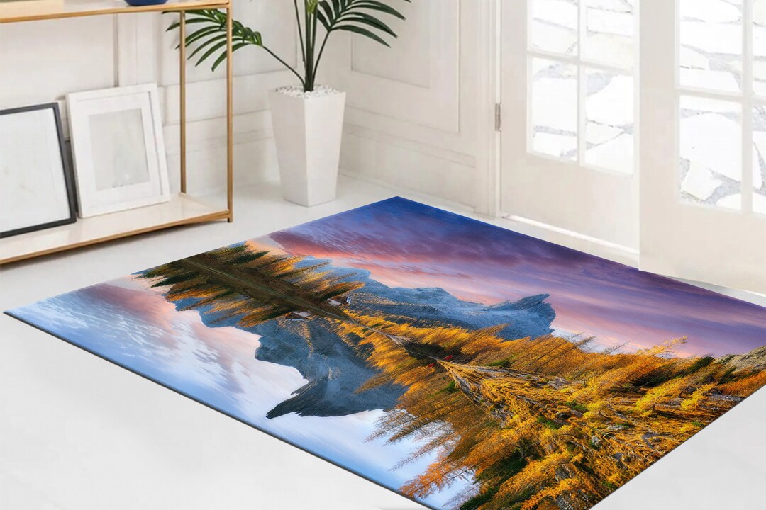 Lake Theme Rug Farmhouse Rug, View Rugs, Lake Federa Landscape Rugs, Easy to Clean ...