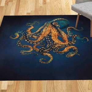 Personalizeds Rug, Octopus Rugs Modern Rug, Indoor Rugs, Personalized Gifts Rugs, Runner Rugs, Animal Rugs, Octopus Rugs, Chenille Rug, image 1