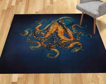 Personalizeds Rug, Octopus Rugs Modern Rug, Indoor Rugs, Personalized Gifts Rugs, Runner Rugs, Animal Rugs, Octopus Rugs, Chenille Rug,