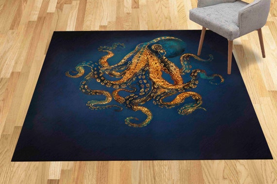Personalizeds Rug, Octopus Rugs Modern Rug, Indoor Rugs, Personalized Gifts Rugs, Runner Rugs, Animal Rugs, Octopus Rugs, Chenille Rug,