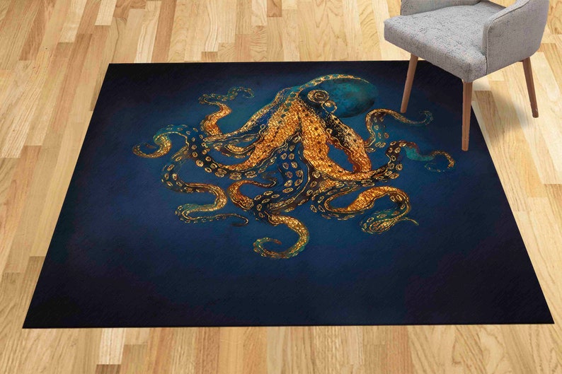 Personalizeds Rug, Octopus Rugs Modern Rug, Indoor Rugs, Personalized Gifts Rugs, Runner Rugs, Animal Rugs, Octopus Rugs, Chenille Rug, image 1