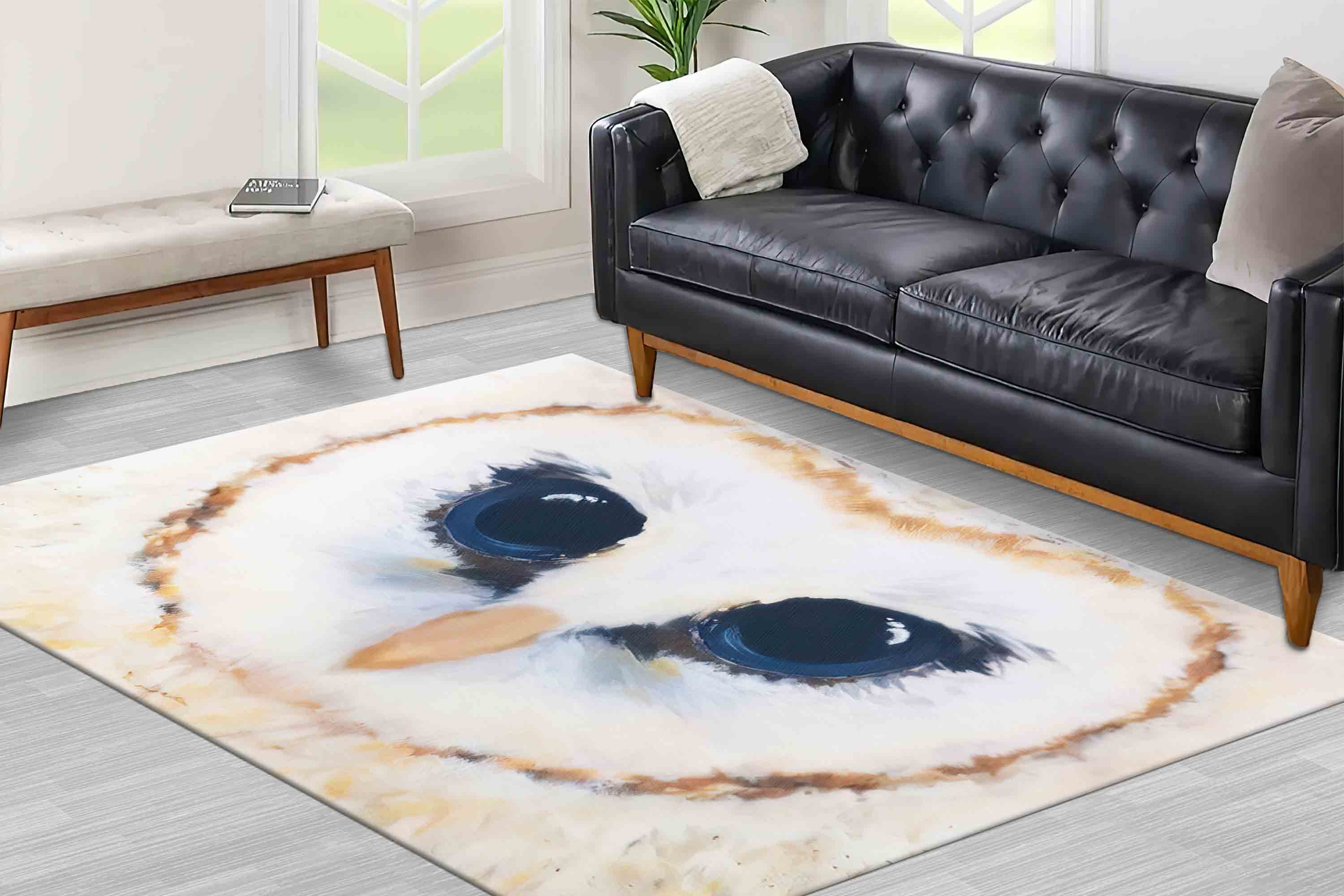 Farmhouse Rugs, Owl Lover Gift Rugs, Animal Rugs, Owl Painting Rug, Bathroom Rug, Living Room Rugs, 