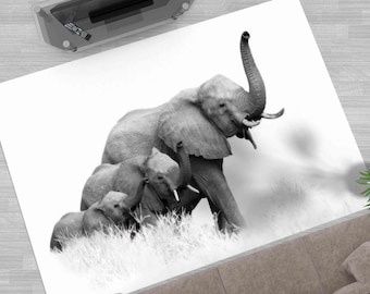 Elephant Family Rug, Man Cave Rugs, Elephant Rug, Animal Rugs, Luxury Rug, Colorful Rug, Popular Rug, Area Rug, Cool Rug, Stair Rug,