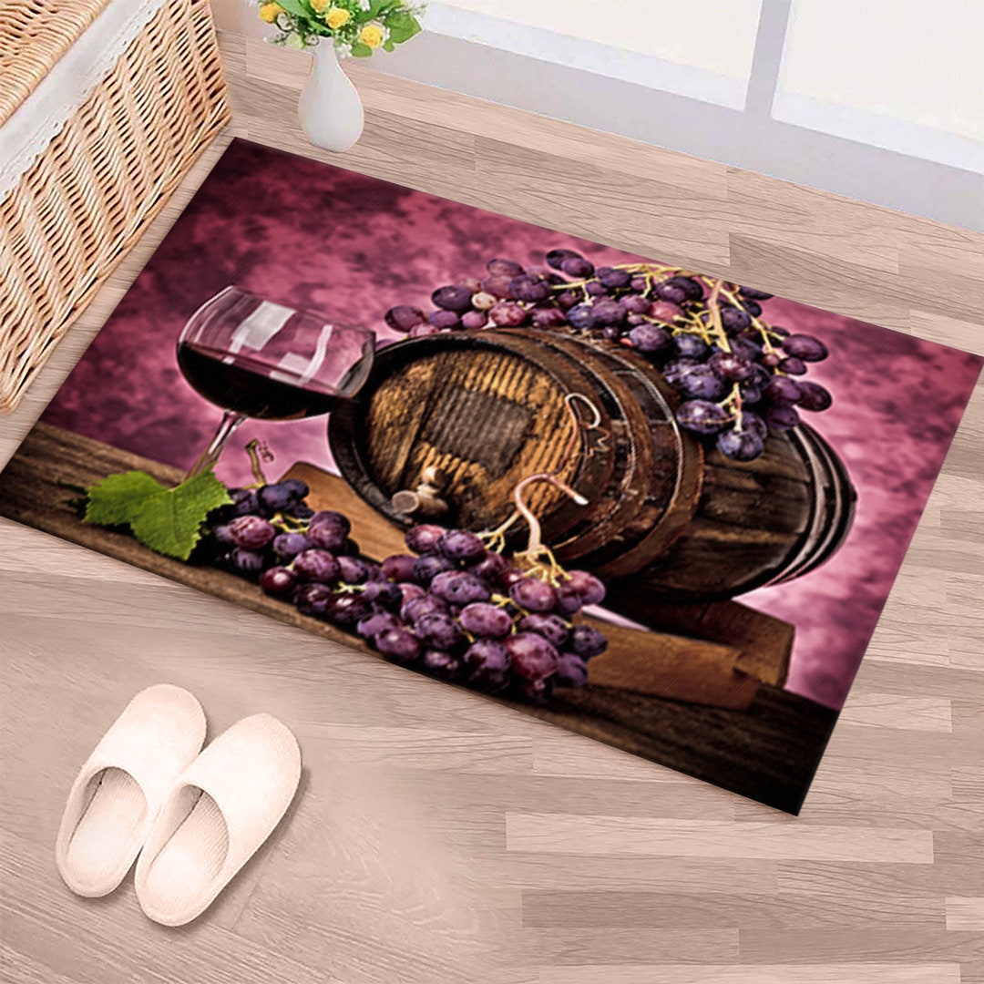 Grape Rug, Area Rugs, Pattern Rugs, Modern Rug, Kitchen Rug, Wine Glass
