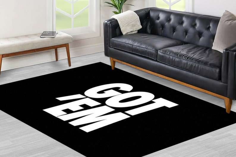 Area Rugs, Modern Rugs, Got Em Rug, Gift For Her Rugs, Black Rugs, White Rug, Front Door Rug, Kitchen Rug, Office Rug, Home Decor, Large Rug image 1