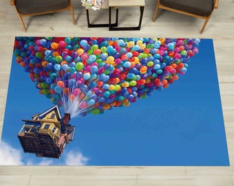 Disney Up Rug, Colourful Balloons Rugs, Air Balloons Rugs, Movie Up Rug, Stair Rug, Thin Rug, Cartoon Rug, Non Slip Rug, Gift For The Home,