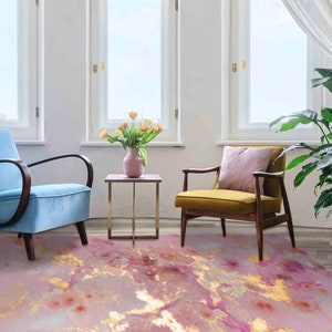 Pink Marble Rugs, Pink Rugs, Pink and Gold Marble Rug, Decorative Rugs, Personalized Gifts Rugs, Alcohol Ink Rug, Corridor Rug, Marble Rug, image 4