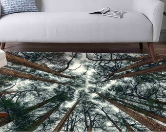 Farmhouse Decor, Small Rug, Tree Landscape Rug, Trees Rugs, Car Mat Rug, Easy To Clean Rug, Chenille Rug, Floor Rug, View Rug, Outdoor Rugs,