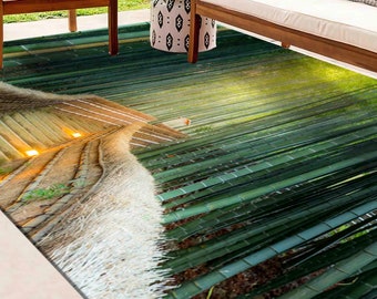 Alfombra de paisaje, alfombra de bambú, alfombra fácil de limpiar, alfombra bonita, alfombras modernas, alfombras, alfombras de paisaje verde, alfombras de entrada, alfombra de decoración de oficina, decoración del hogar,