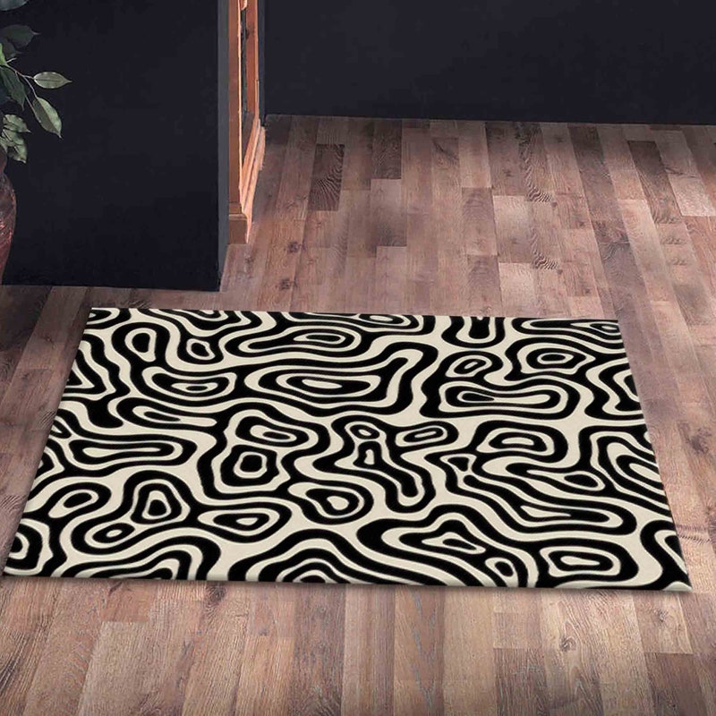 Black and White Living Room Rugs Etsy