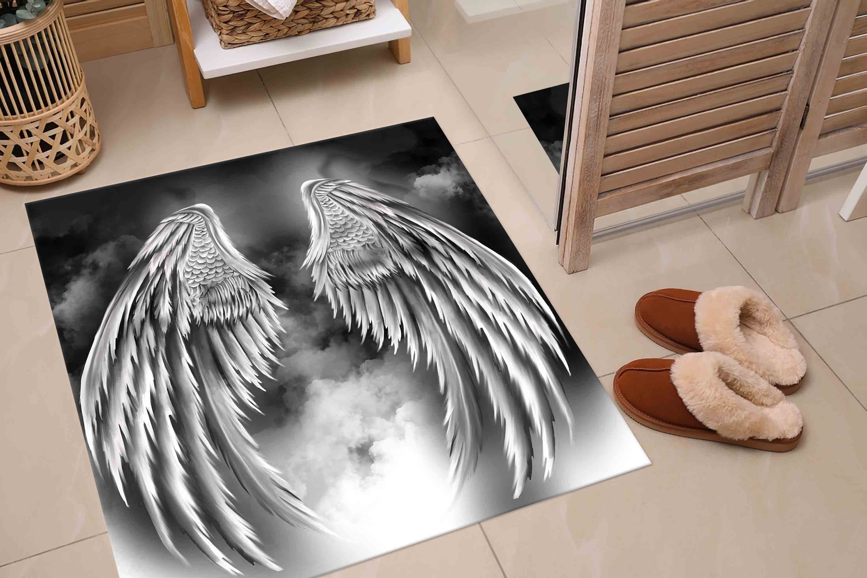 Angel Fairy Rug Angel Wings Rugs, Black Rug, Loft Rug, Modern Rugs, Machine Washable ...