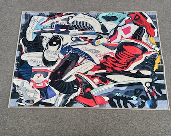 Sneakers Rug, Front Door Rug, Personalized Gifts Rug, Luxury Rug, Graffiti Rugs, Large Rug, Corridor Rug, Modern Rugs, Gift For Her Rug,