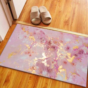 Pink Marble Rugs, Pink Rugs, Pink and Gold Marble Rug, Decorative Rugs, Personalized Gifts Rugs, Alcohol Ink Rug, Corridor Rug, Marble Rug, image 5