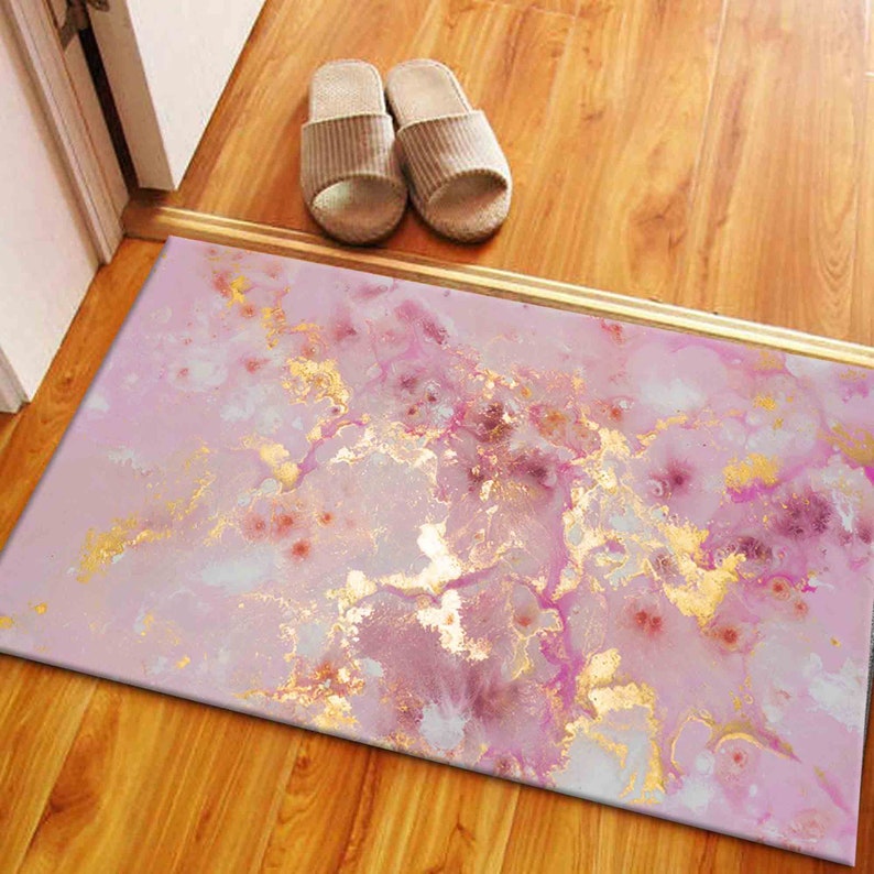 Pink Marble Rugs, Pink Rugs, Pink and Gold Marble Rug, Decorative Rugs, Personalized Gifts Rugs, Alcohol Ink Rug, Corridor Rug, Marble Rug, image 5