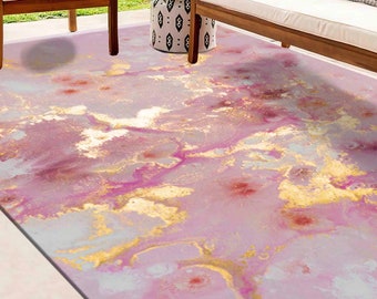 Pink Marble Rugs, Pink Rugs, Pink and Gold Marble Rug, Decorative Rugs, Personalized Gifts Rugs, Alcohol Ink Rug, Corridor Rug, Marble Rug,
