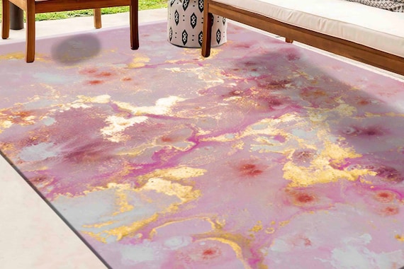 Pink Marble Rugs, Pink Rugs, Pink and Gold Marble Rug, Decorative Rugs, Personalized Gifts Rugs, Alcohol Ink Rug, Corridor Rug, Marble Rug,