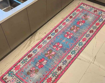 Alfombra rosa y azul, alfombra azteca, alfombra navajo, alfombras anatolias, alfombra turca, alfombra estampada, alfombra antideslizante, alfombra colorida, alfombra de lujo, alfombra de pasillo,