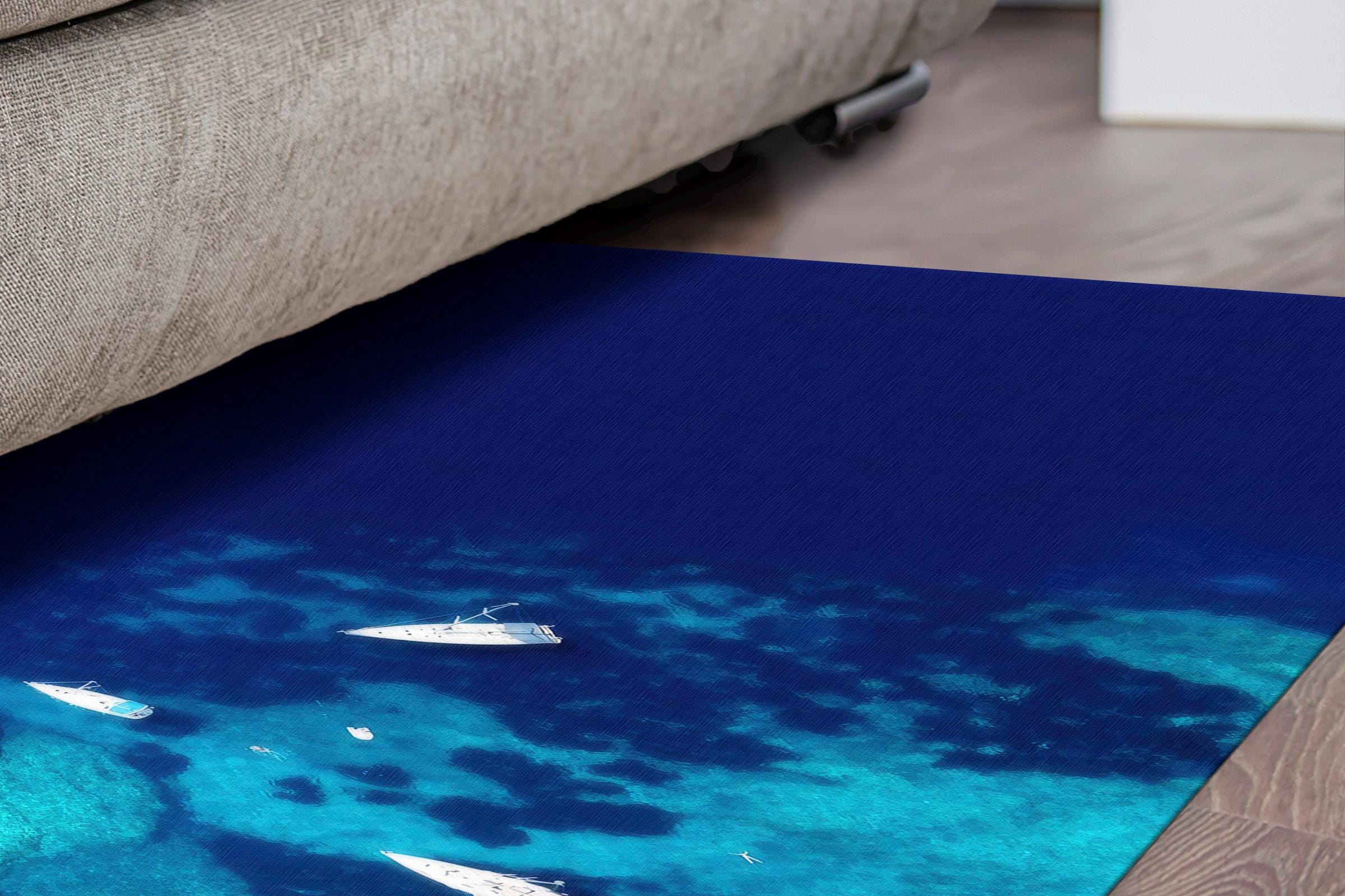 Etsy 日本 海の波の絨毯 ラグ 海 ラグの通販 洗える | 魚柄 ターコイズ 