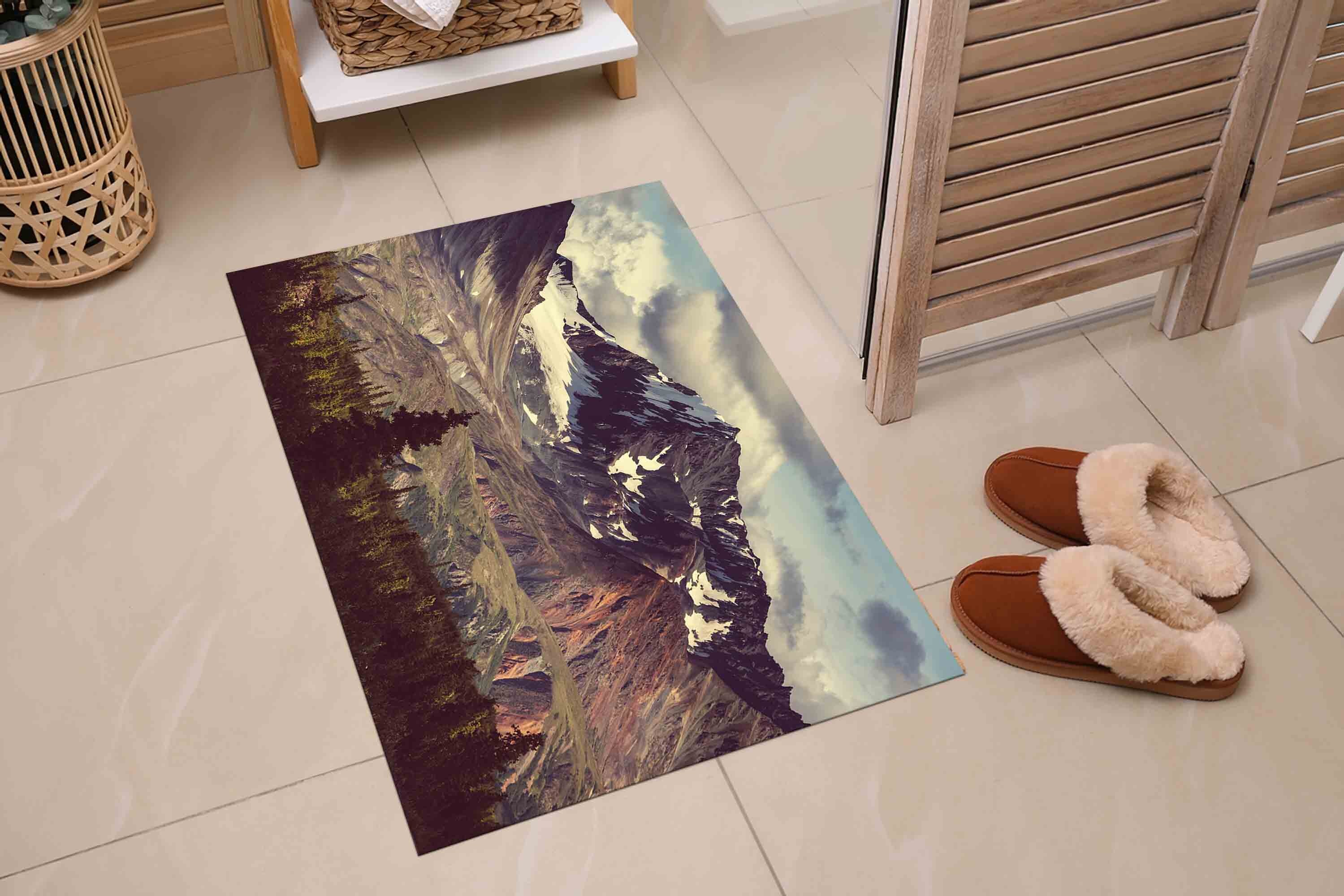 Mountain Landscape Rug, Area Rug, Winter Landscape Rug, Snowy