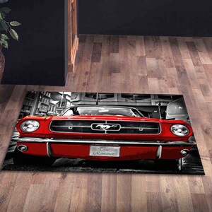 Ford Mustang Shelby Rug, Red Car Rugs, Ford Mustang Rugs, Garage Rug ...